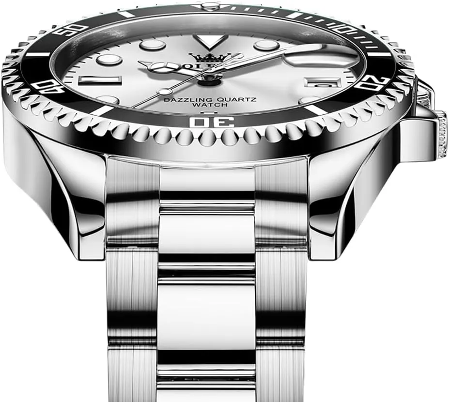 Quartz Watches for Man Classic Business Wristwatch Luxury Luminous Round for Men Rotatable Bezel summary Watch OLEVS Men Watch,Big Dial Watches for Men Stainless Steel Watch with Day Waterproof Analog 