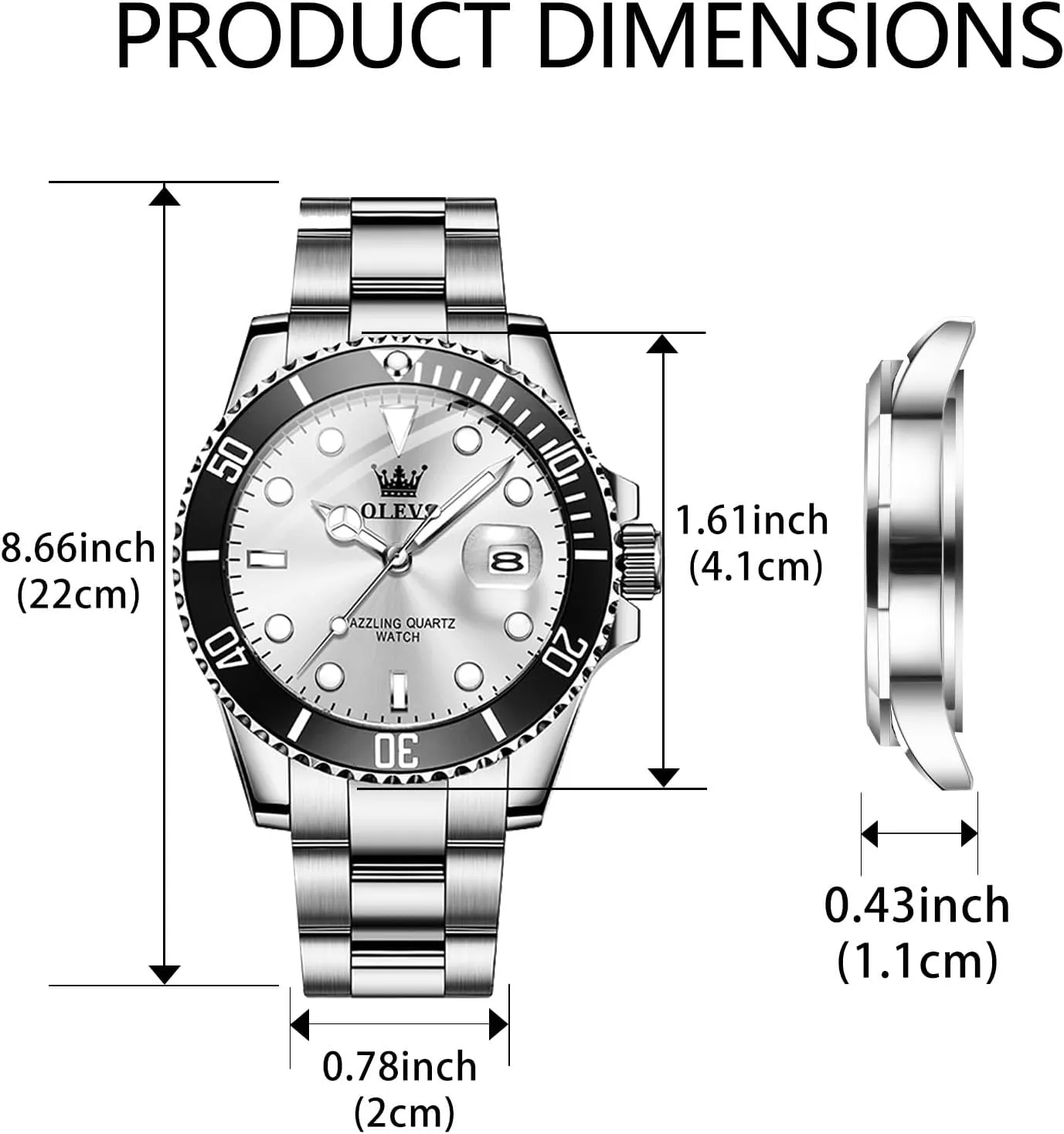 Quartz Watches for Man Classic Business Wristwatch Luxury Luminous Round for Men Rotatable Bezel summary Watch OLEVS Men Watch,Big Dial Watches for Men Stainless Steel Watch with Day Waterproof Analog 