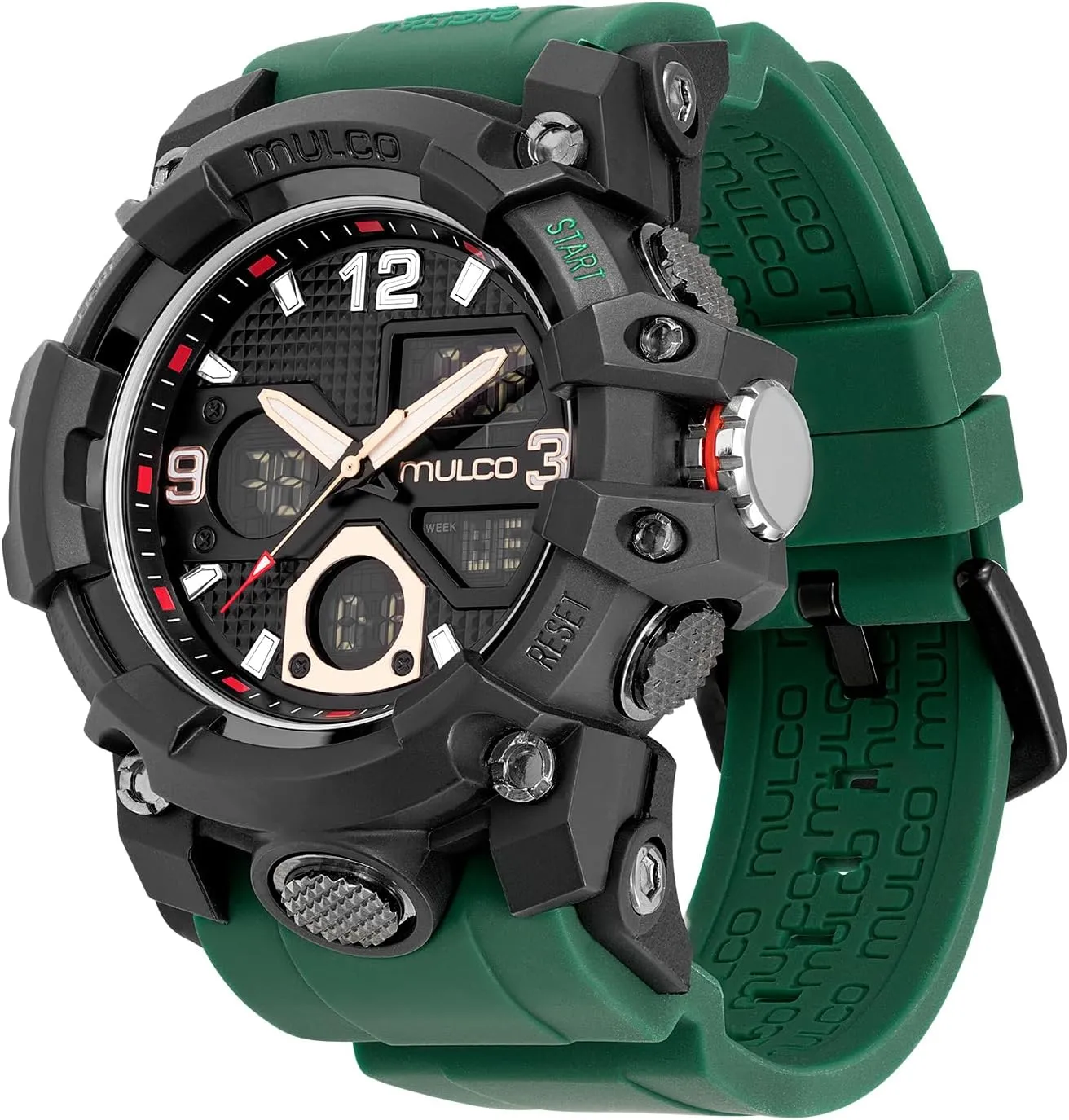 Quartz with White Wrist Silicone Band, Large Face Premium Analog Display, 100m - Waterproof MULCO Watches for Men - lifelike scrubbiness anemone Digital Watch & Analog Sport Watch, Black Stainless Steel 