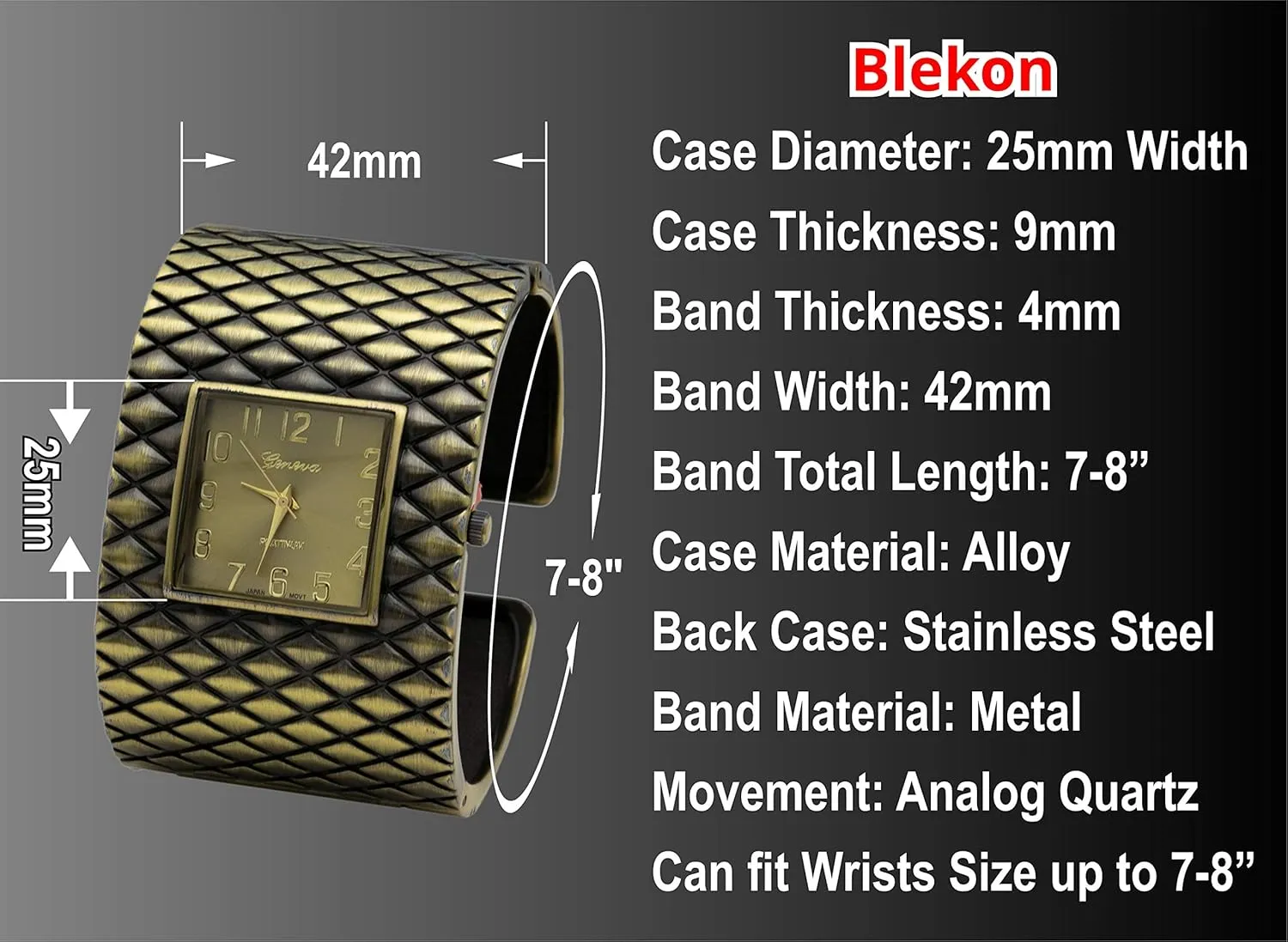 Quartz Womens Wide Cross Patterned nap theoretical multiple efficacy Bangle Watch Blekon Collections Analog 