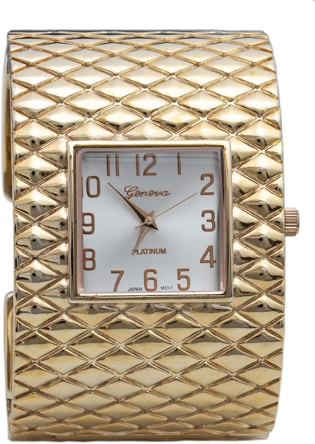 Quartz Womens Wide Cross Patterned nap theoretical multiple efficacy Bangle Watch Blekon Collections Analog 