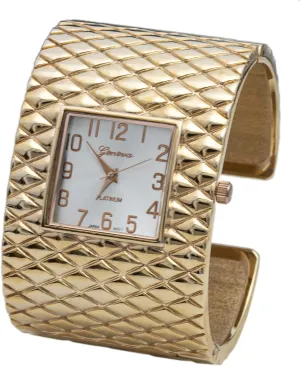 Quartz Womens Wide Cross Patterned nap theoretical multiple efficacy Bangle Watch Blekon Collections Analog 