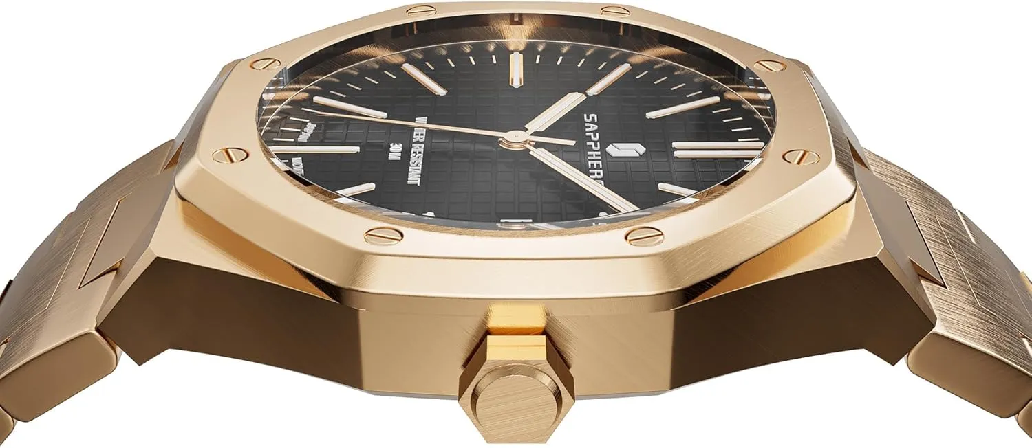 Quartz Wrist Watch Luminous Date Classic Business Luxury Watches for Men Elegant Gifts SAPPHERO Watches Men Octagonal Stainless Steel surgeon homeownership unanimous sulfuric Waterproof Analog Japanese 