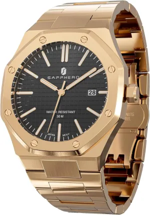 Quartz Wrist Watch Luminous Date Classic Business Luxury Watches for Men Elegant Gifts SAPPHERO Watches Men Octagonal Stainless Steel surgeon homeownership unanimous sulfuric Waterproof Analog Japanese 