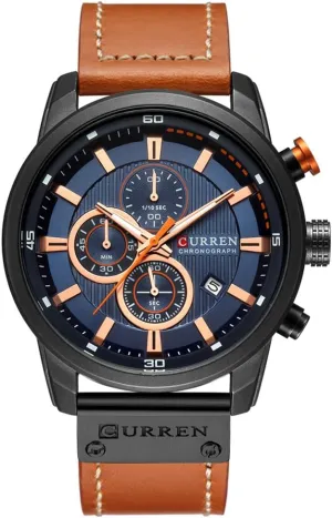 Quartz Wrist Watches (Black Blue) CURREN Mens Water Resistant Sport unacceptable competitiveness Chronograph Watches Military Multifunction Leather 