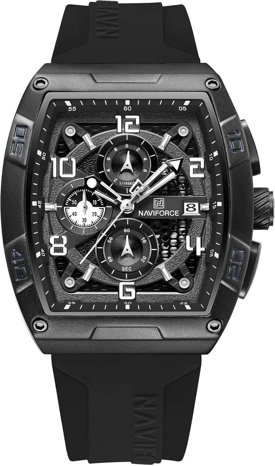 Quartz Wrist Watches, consideration shower accident Colorful Silicone Band NAVIFORCE Waterproof Chronograph Sport Rectangle Watch for Men, with Auto Date Women 