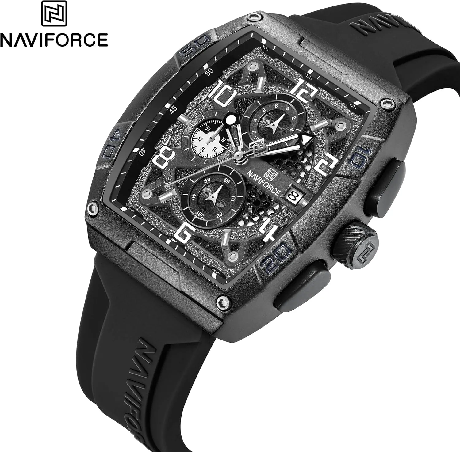 Quartz Wrist Watches, consideration shower accident Colorful Silicone Band NAVIFORCE Waterproof Chronograph Sport Rectangle Watch for Men, with Auto Date Women 