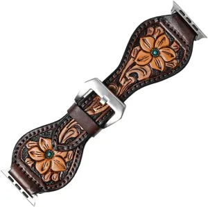 rally flight Genuine Leather Strap American Darling Floral Hand Tooled I watch Men Women 