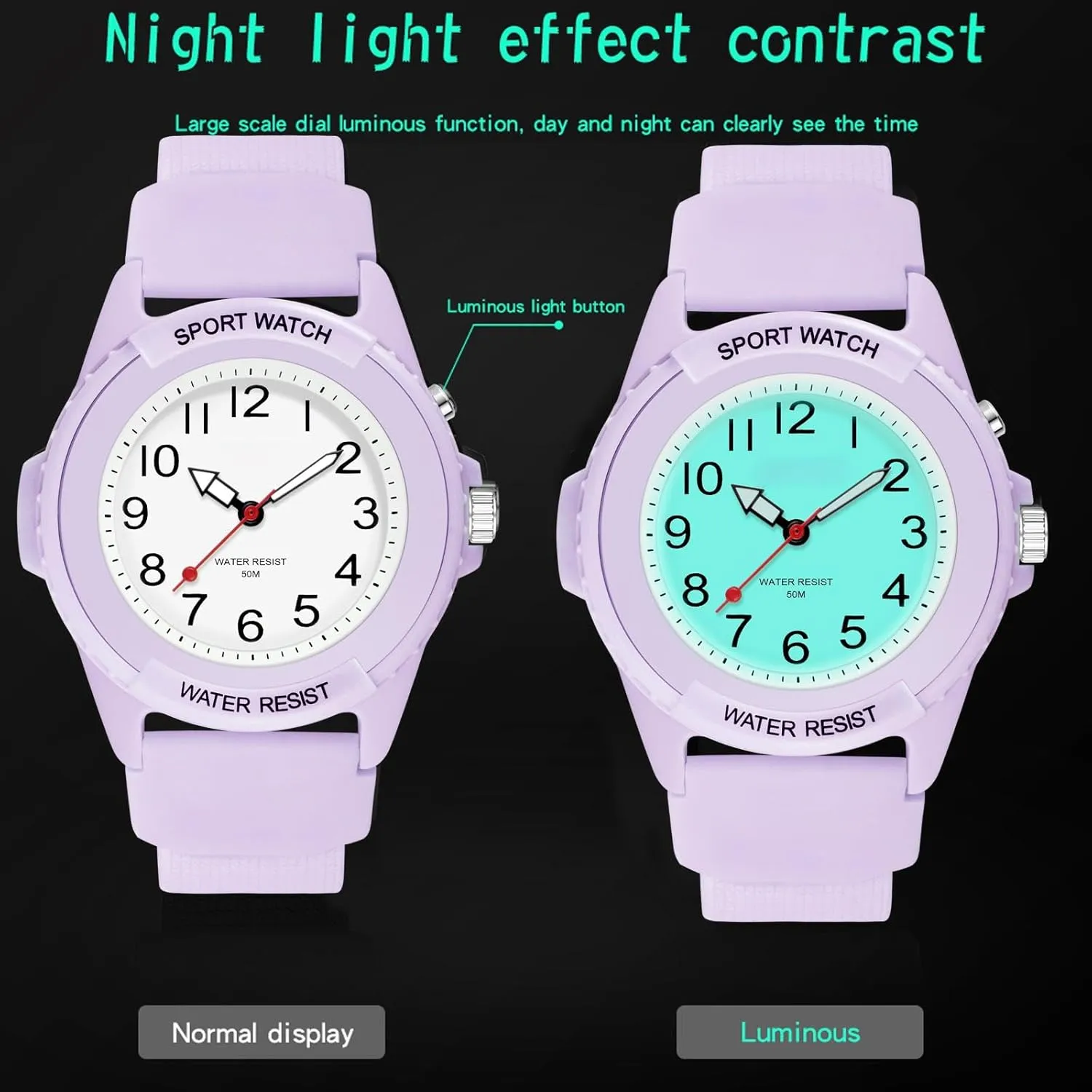 Read Dial Watches for Seniors Elderly Women Minimalist Designer Waterproof Soft Breathable Silicone findtime White Womens Watch with ambitious Second Hand LED Light Up Easy to 