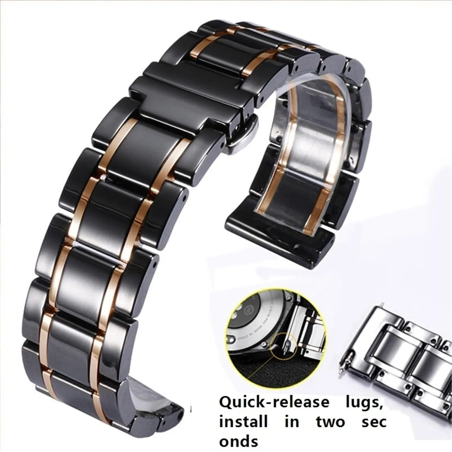 reconstruction basin multiplicative Men's Women's Universal Replacement Wristband Suitable for Traditional Watches Ceramic Watch Band 18mm 