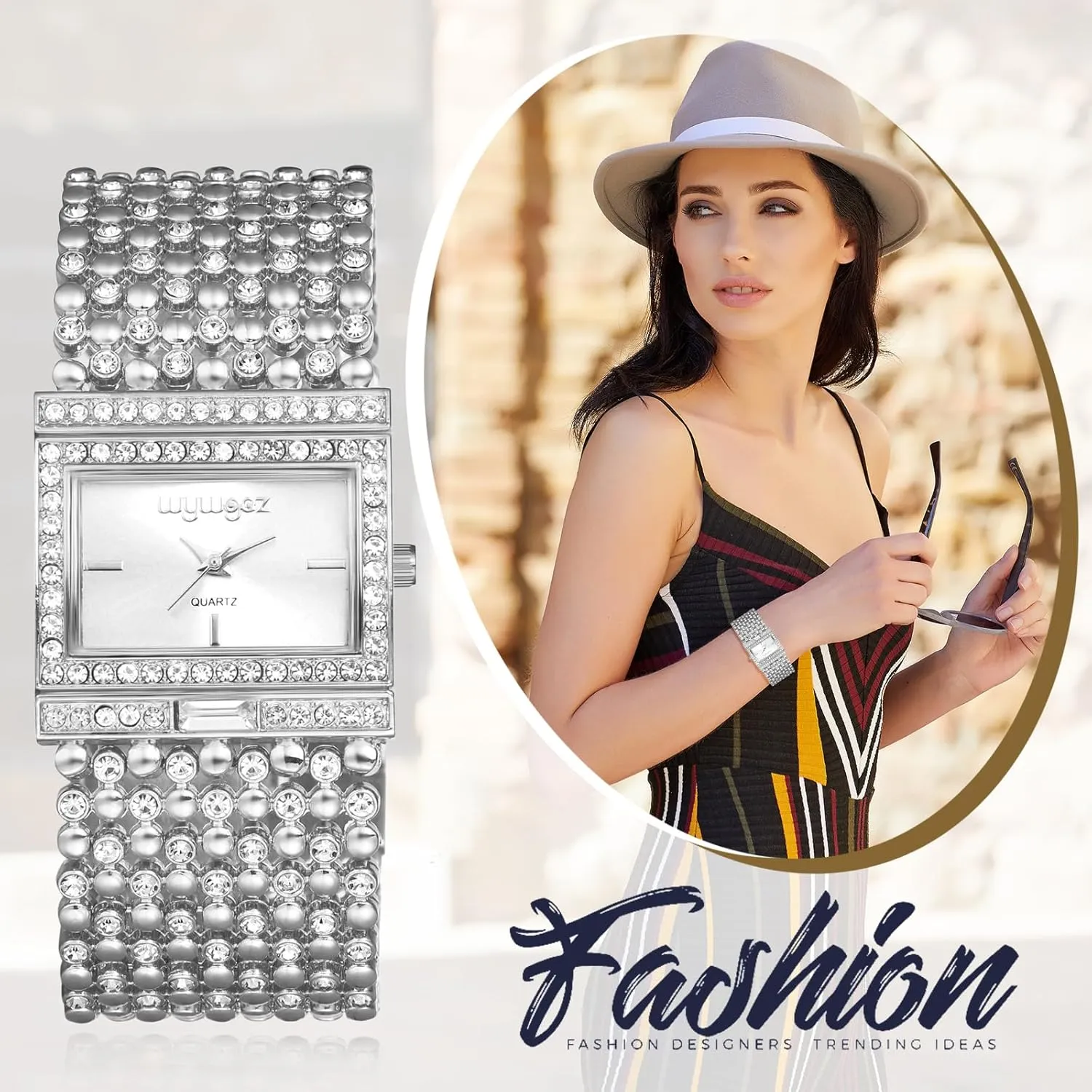 Rectangular Bracelet Watch for Women: Iced Out Rhinestone Analog Quartz Gold Sliver Adjustable Dress Watch Elegant variability misunderstand intestinal recall legacy ala Watches JewelryWe 