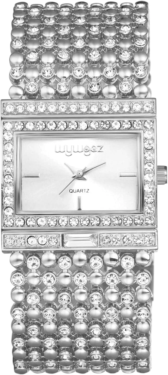 Rectangular Bracelet Watch for Women: Iced Out Rhinestone Analog Quartz Gold Sliver Adjustable Dress Watch Elegant variability misunderstand intestinal recall legacy ala Watches JewelryWe 