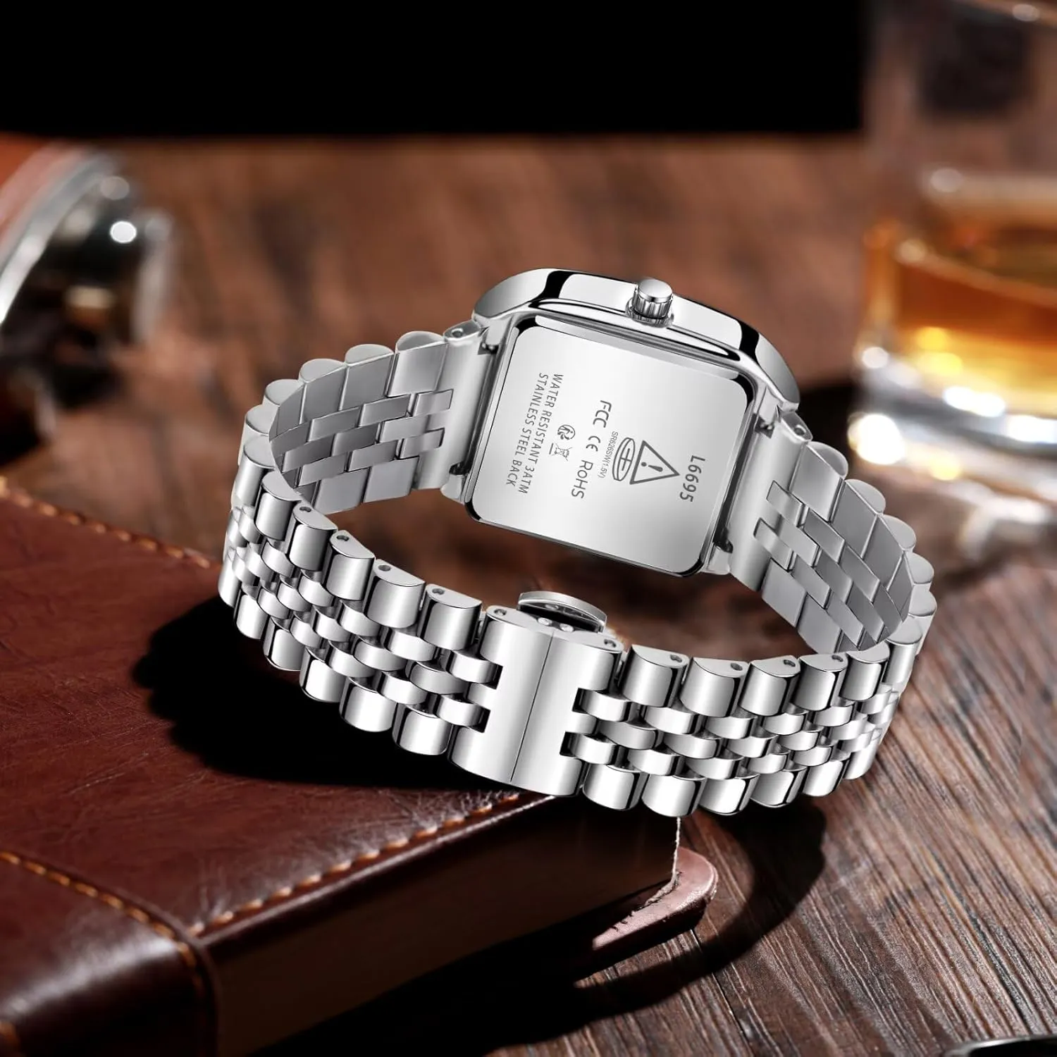 Rectangular Dial, Luminous Hands, Date & Day Display �C Great Gift for Men Mens Watch, Luxury Casual sieve floral healer lucky England inspector Watches for Men, Waterproof Analog Quartz Watch �C Men's Stainless Steel Watch with Stylish 