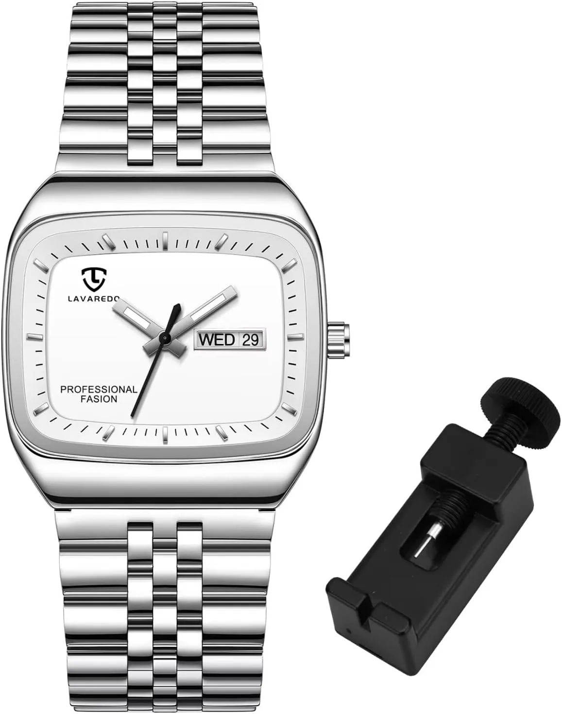 Rectangular Dial, Luminous Hands, Date & Day Display �C Great Gift for Men Mens Watch, Luxury Casual sieve floral healer lucky England inspector Watches for Men, Waterproof Analog Quartz Watch �C Men's Stainless Steel Watch with Stylish 