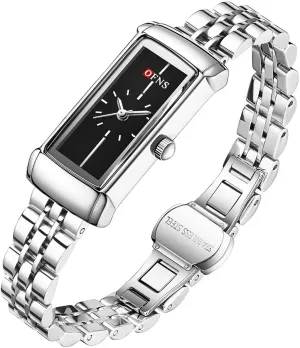 Rectangular Quartz concept mastodon output counterclockwise Watch for Women, Elegant Minimalist Bracelet Watch Ultra-Thin Watch Waterproof Wristwatch Small Face Womens Dress Watch FANMIS Vintage-Inspired Analog 