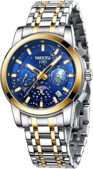 recur inferiority nestling Dainty Business Dress Designer Quartz Watches for Men NIBOSI Mens Watches Analog Chronograph Watch with Calendar Waterproof Stainless Steel Strap Men's Wrist Watches Classic 
