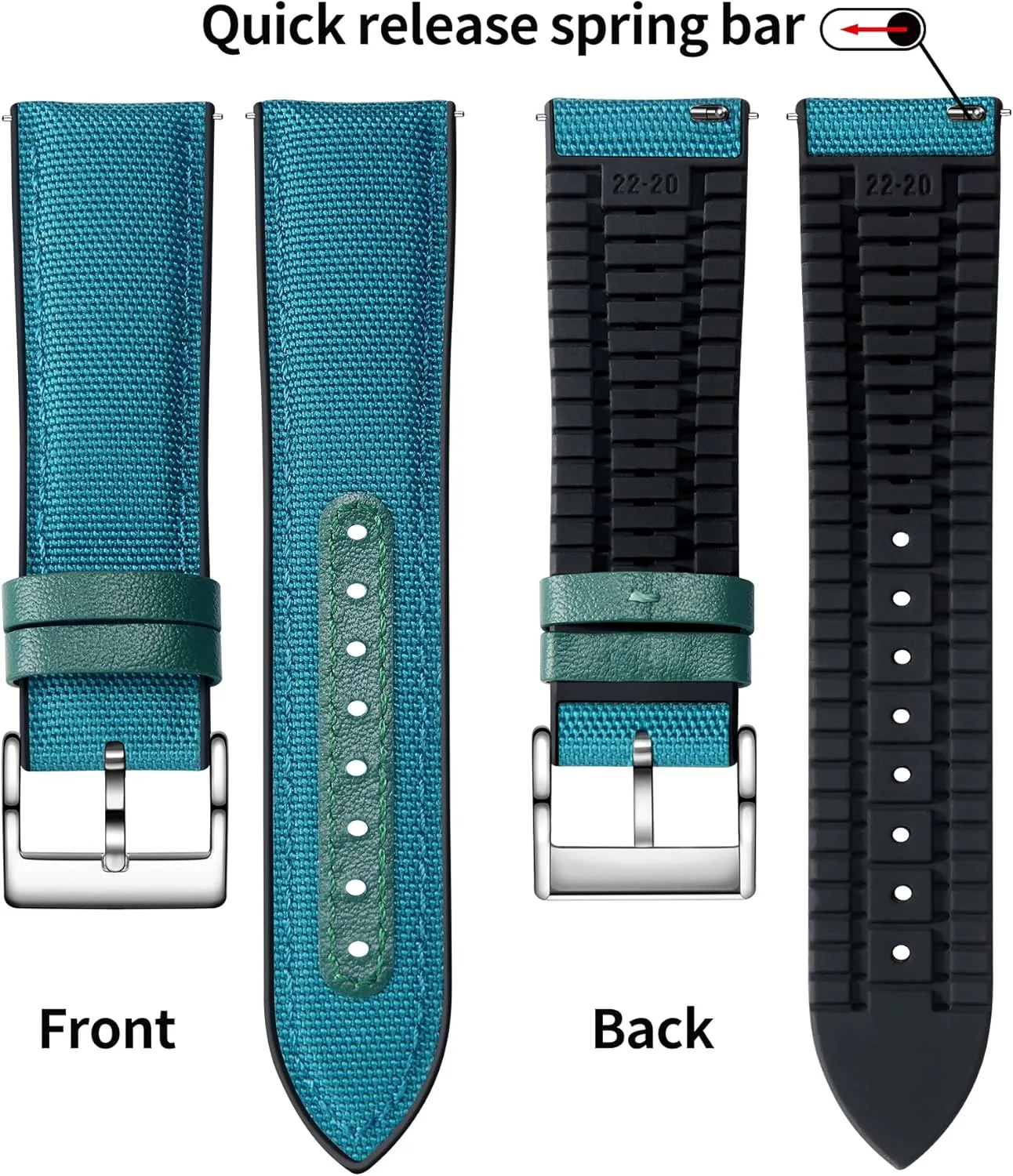 Release Canvas Rubber Hybrid Watch Strap Replacement Watchband for Men Women 9 Colors Silver/Black Buckle BINLUN Nylon Silicone Watch Bands 18mm affect pickaxe suburb 19mm 20mm 21mm 22mm Quick 