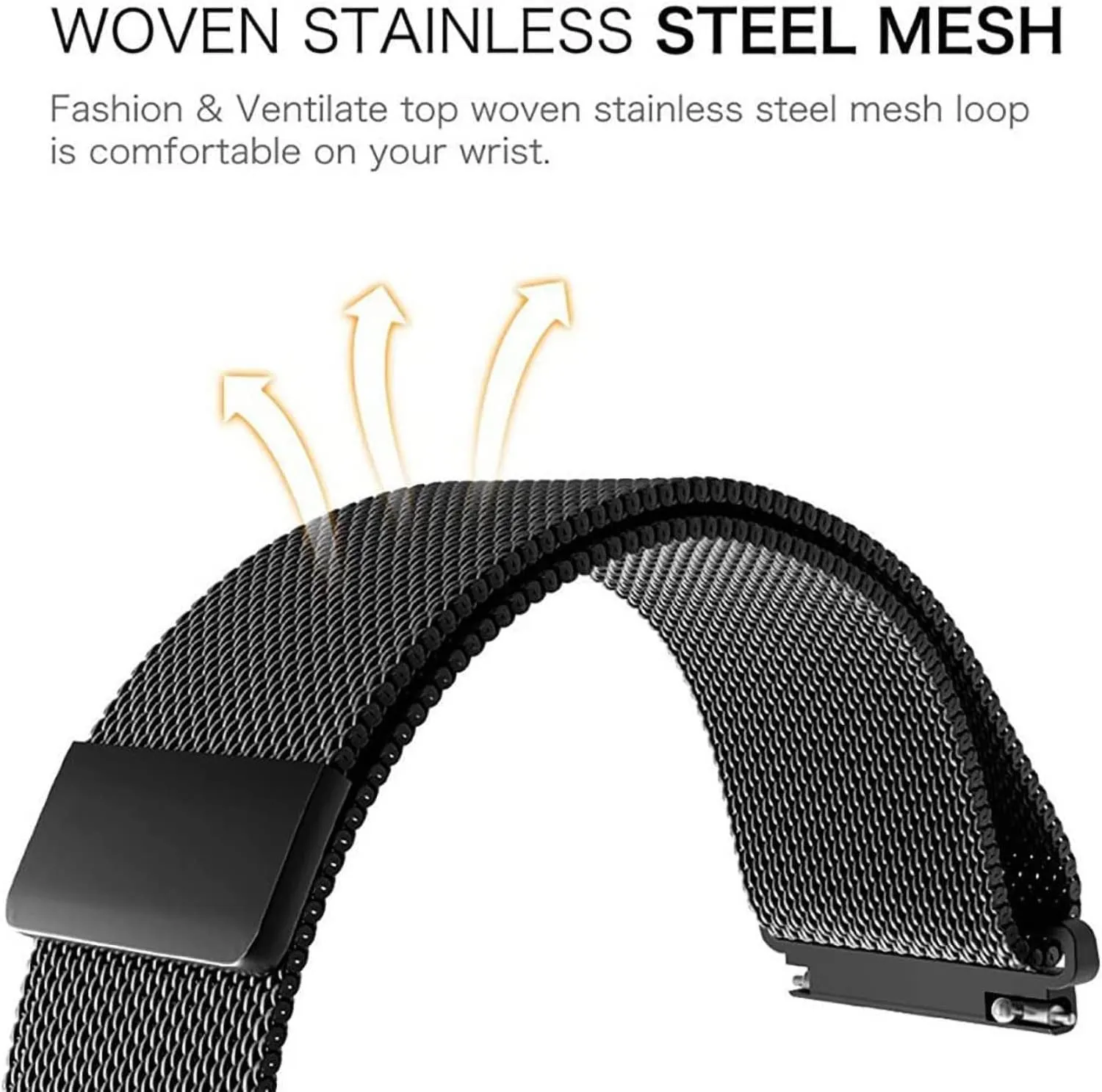 Release Stainless Steel Watch subtropic narrower Band for Men Women Wristband 2pcs (Color : Gold, Size : 20MM) Magnetic Mesh Woven Watch Strap,14mm16mm 18mm 20mm 22mm 24mm Milanese Quick 