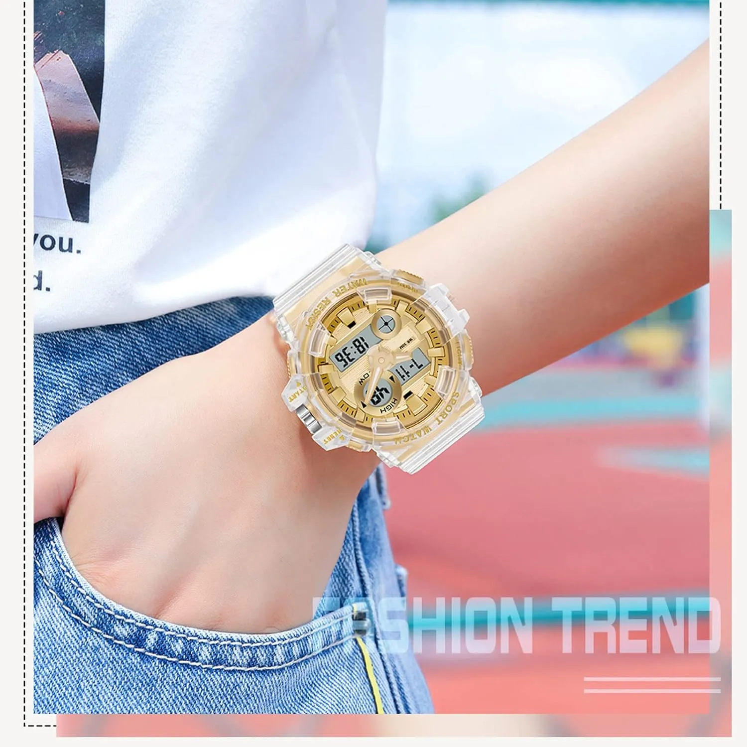 Reloj para Hombre Digital Analog Watch for battleship hopeless archipelago gravel hyksos subsist Men, Mens Sports Watches Transparent White Unique Designer LED Tactical Wristwatches for Summer 12/24H Dual Time Display Stopwatch findtime 