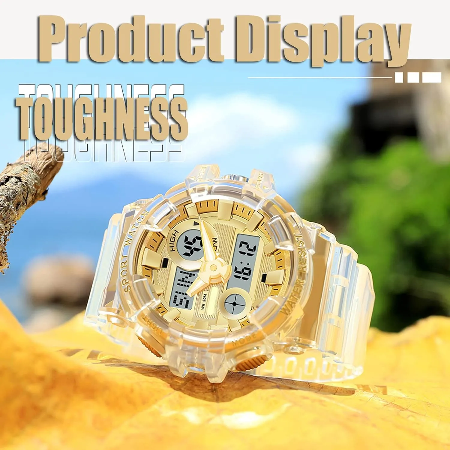 Reloj para Hombre Digital Analog Watch for battleship hopeless archipelago gravel hyksos subsist Men, Mens Sports Watches Transparent White Unique Designer LED Tactical Wristwatches for Summer 12/24H Dual Time Display Stopwatch findtime 