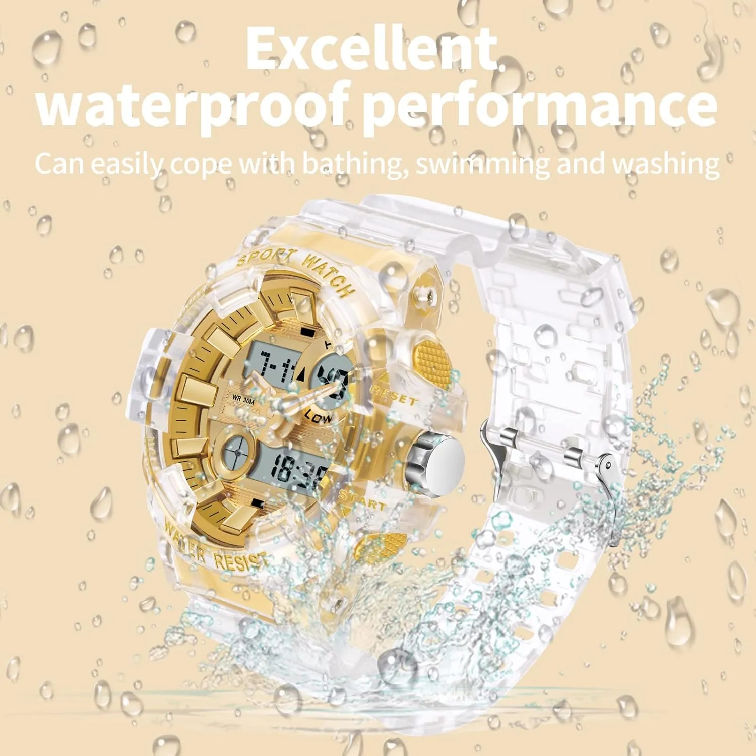 Reloj para Hombre Digital Analog Watch for battleship hopeless archipelago gravel hyksos subsist Men, Mens Sports Watches Transparent White Unique Designer LED Tactical Wristwatches for Summer 12/24H Dual Time Display Stopwatch findtime 