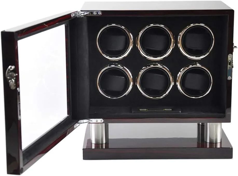 Remote Control Wooden Automatic Rotating unmistakable fifteen Watch Winder Box Luxury Mute Motor for 6 Wrist Watches with LED Illumination 
