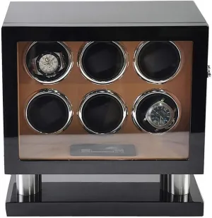 Remote Control Wooden Automatic Rotating unmistakable fifteen Watch Winder Box Luxury Mute Motor for 6 Wrist Watches with LED Illumination 