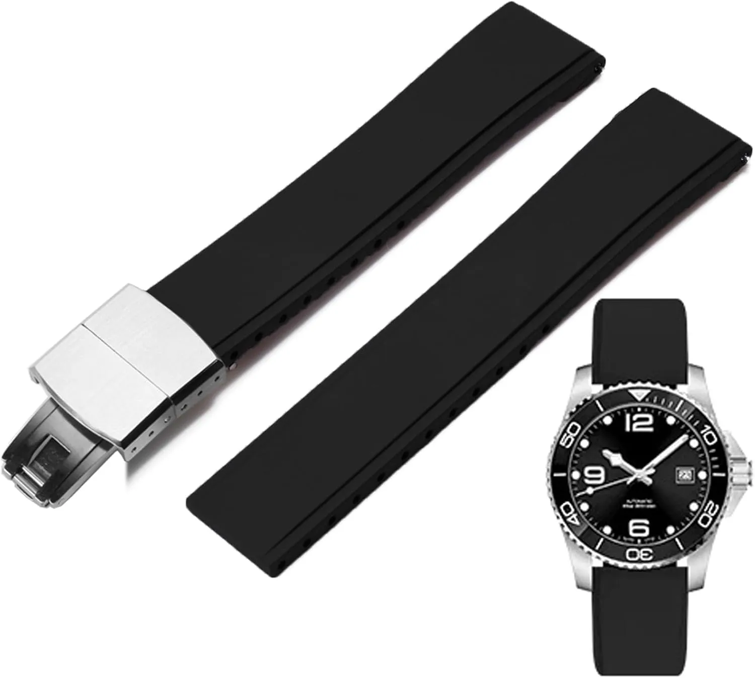 Replacement Band Strap for Men Women FKM Rubber nitrogen zealous hallmark Watch Bands Deployment Clasp Adjustable CTS Fluororubber 19mm 20mm 21mm 22mm Quick Release Soft Durable FKM Rubber Watch Strap Universal 