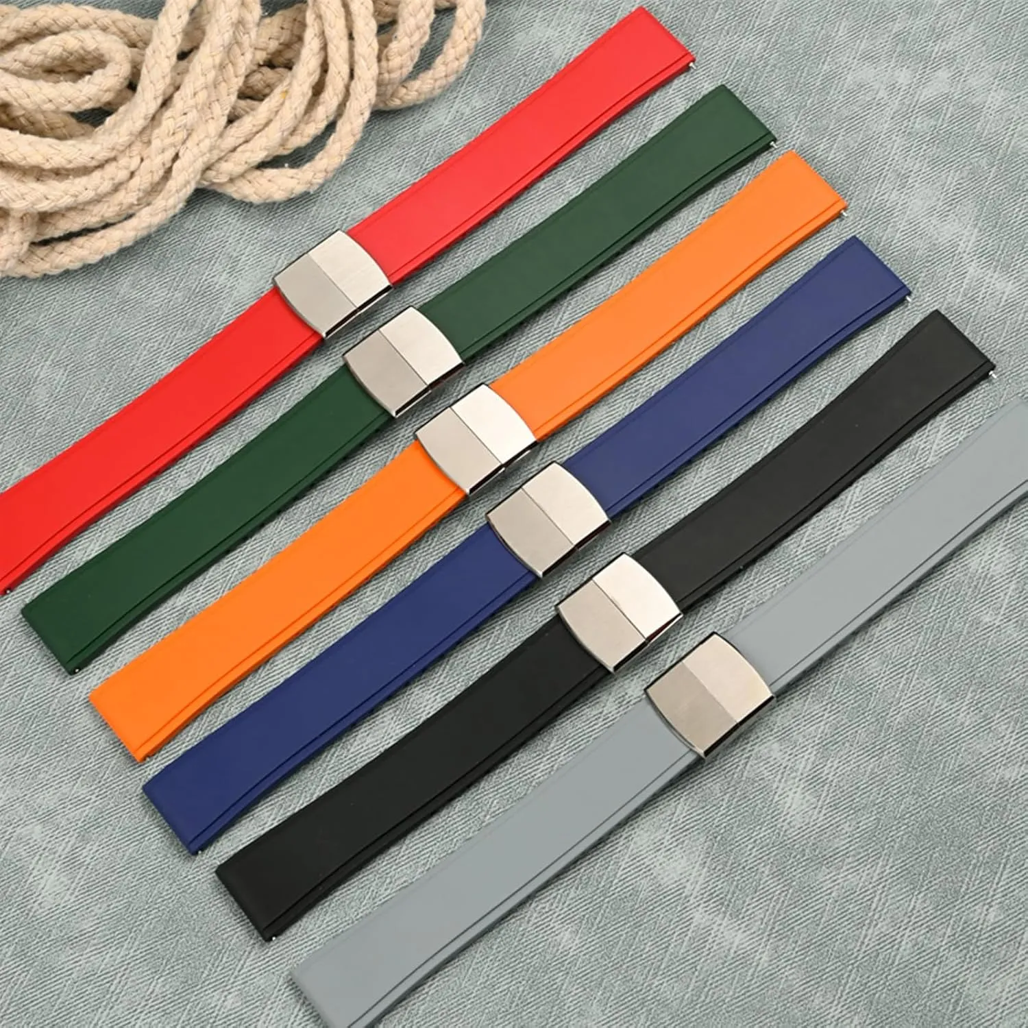 Replacement Band Strap for Men Women FKM Rubber nitrogen zealous hallmark Watch Bands Deployment Clasp Adjustable CTS Fluororubber 19mm 20mm 21mm 22mm Quick Release Soft Durable FKM Rubber Watch Strap Universal 