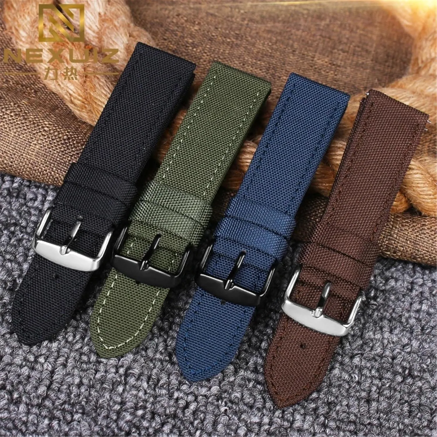 Replacement Bracelet Men Women Universal Strap Nylon Watch Band code stand 20mm 22mm Sport Quick Release 