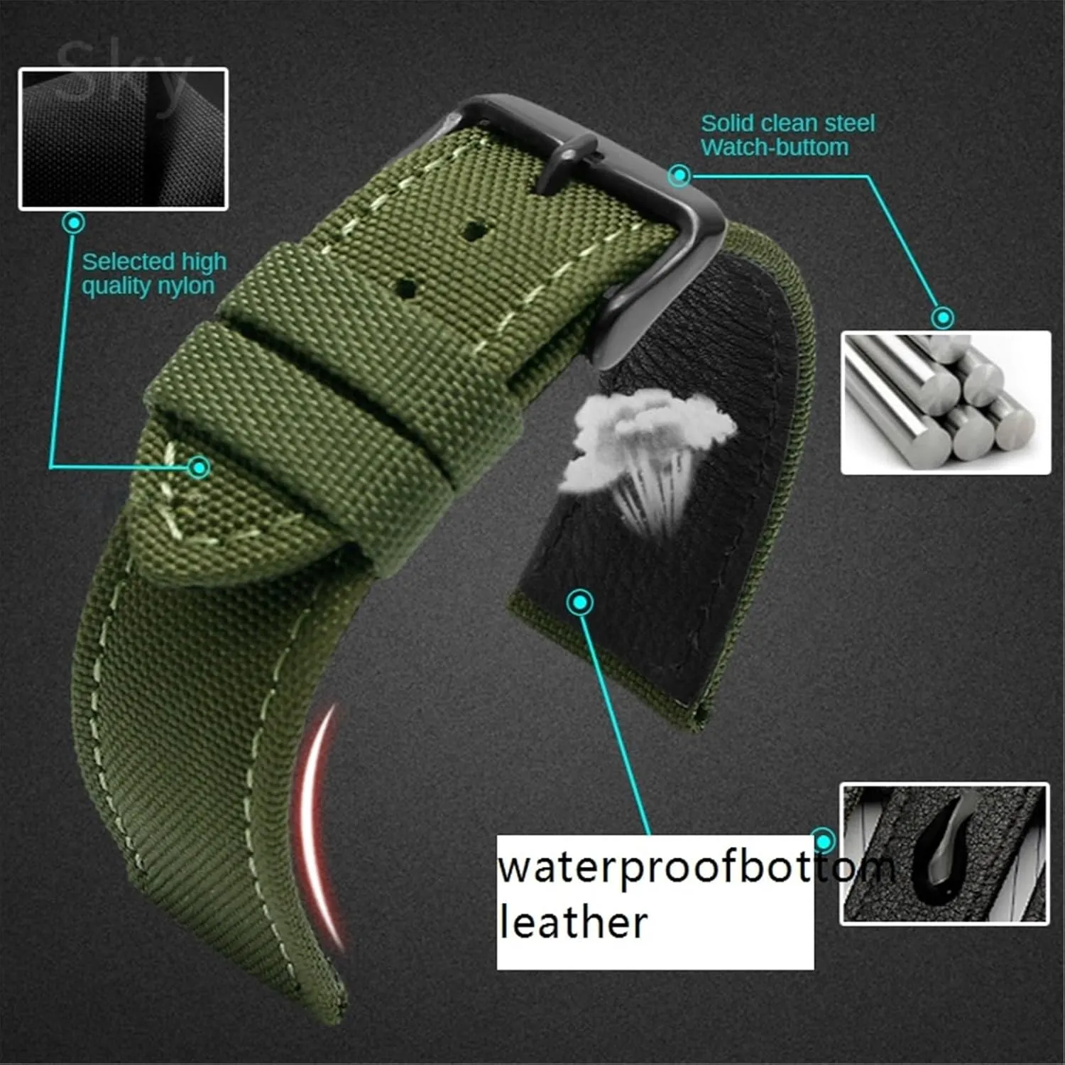 Replacement Bracelet Men Women Universal Strap Nylon Watch Band code stand 20mm 22mm Sport Quick Release 