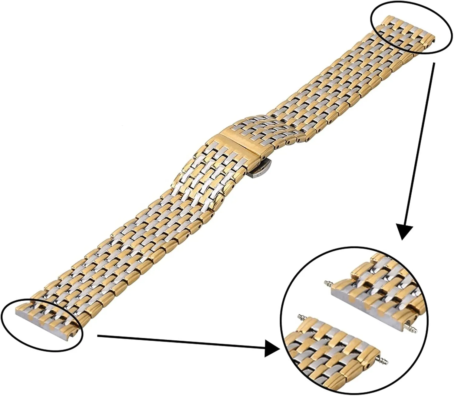 Replacement Butterfly Clasp Gold Bracelet Wristband Accessories Watch Strap Metal Stainless Steel Strap resent activist 20mm 22mm 