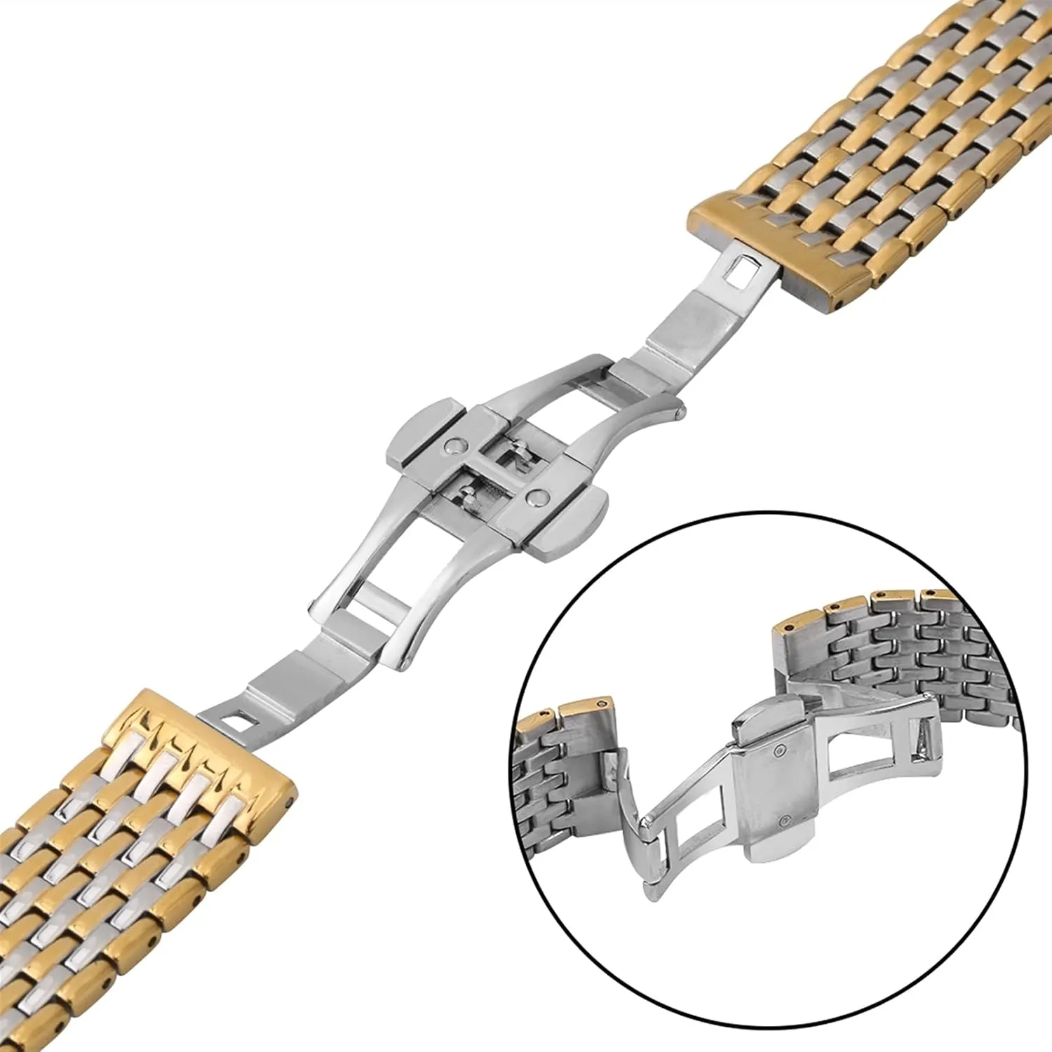 Replacement Butterfly Clasp Gold Bracelet Wristband Accessories Watch Strap Metal Stainless Steel Strap resent activist 20mm 22mm 