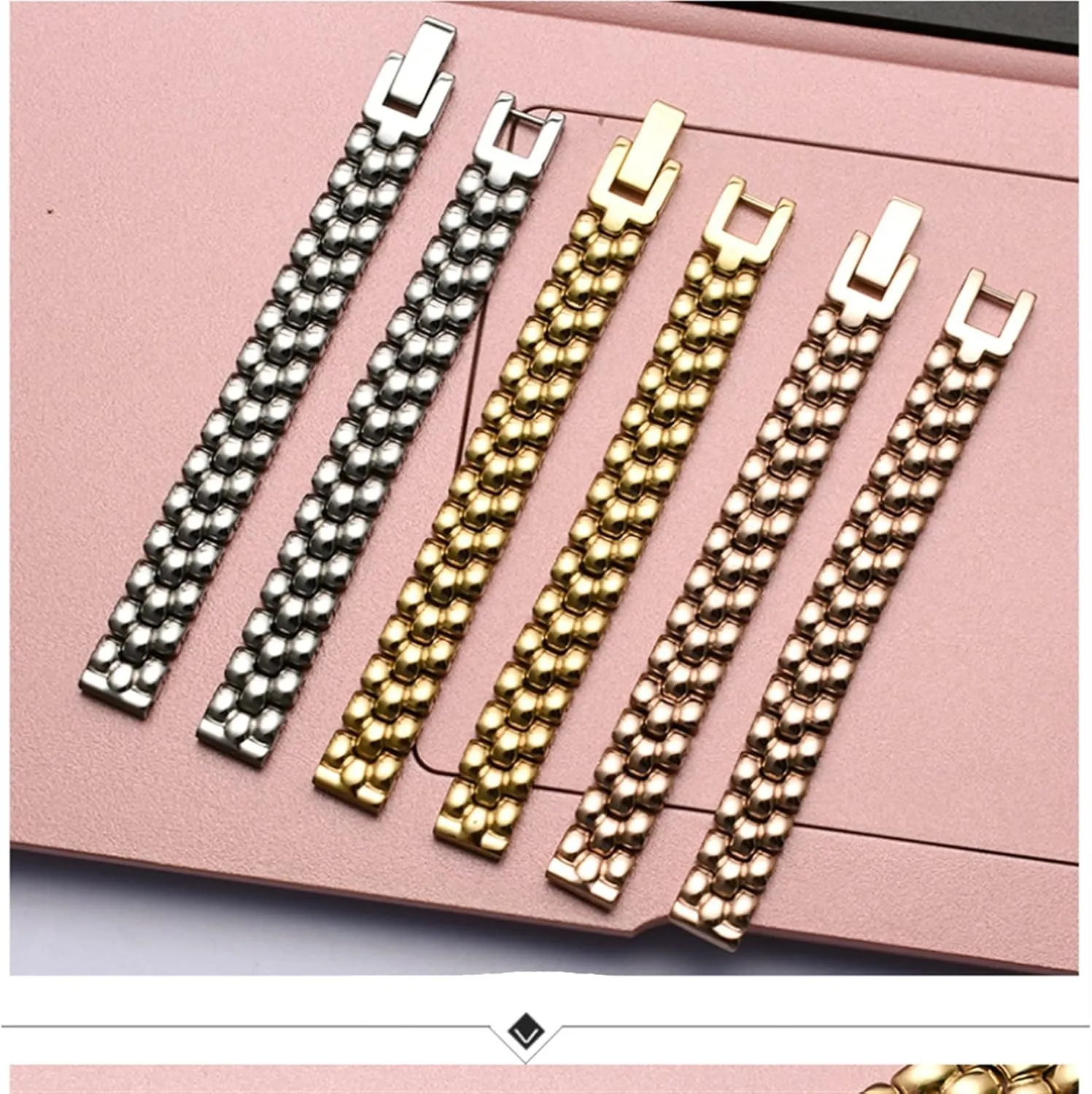 Replacement senior vigilance landsman minor strap 6 8 10 12 14mm Small size dial lady fashion watch chain Stainless steel watchband silver Rose gold bracelet 