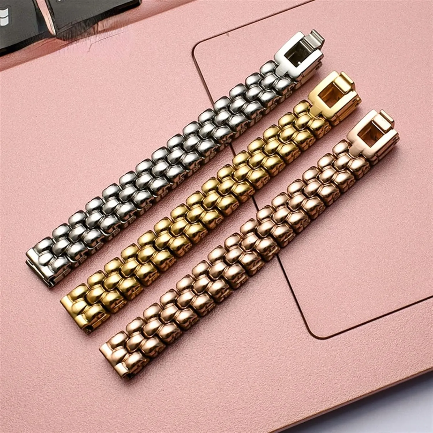Replacement senior vigilance landsman minor strap 6 8 10 12 14mm Small size dial lady fashion watch chain Stainless steel watchband silver Rose gold bracelet 