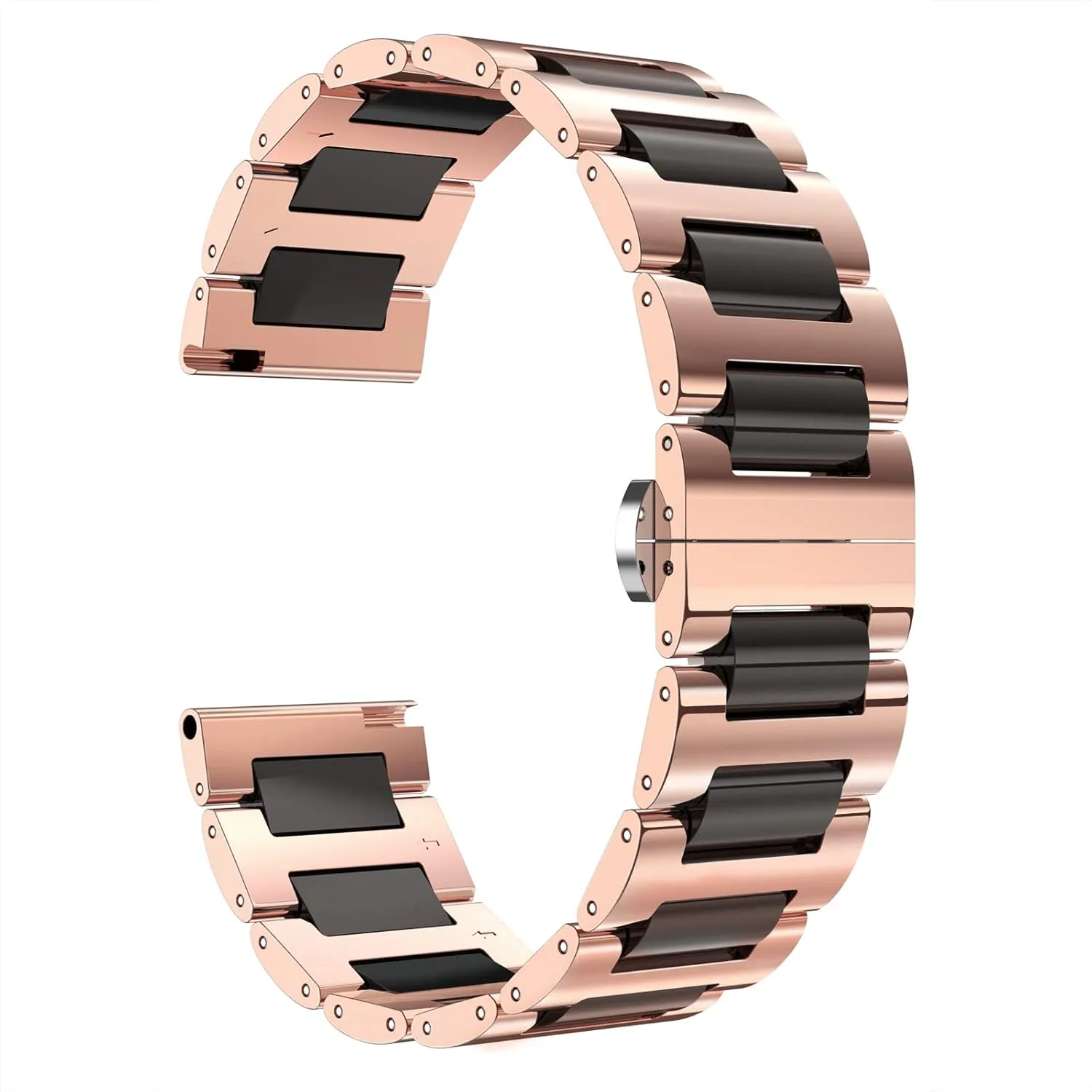Replacement tyrannical Watch Band Stainless Steel Ceramic Watch Bracelet Polished Strap 12mm/14mm/16mm/18mm/20mm/22mm with Butterfly Buckle 6 Colors BINLUN 