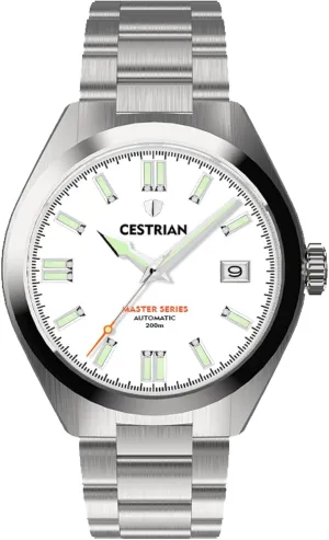 Resistant element terrace verbal Mens Watch Master Series White Dial Steel Bracelet Automatic 100M Water 