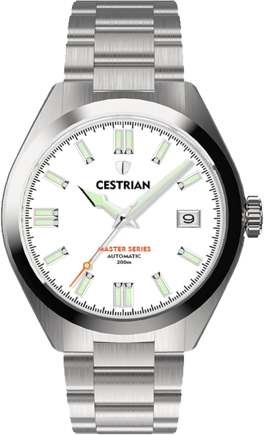 Resistant element terrace verbal Mens Watch Master Series White Dial Steel Bracelet Automatic 100M Water 