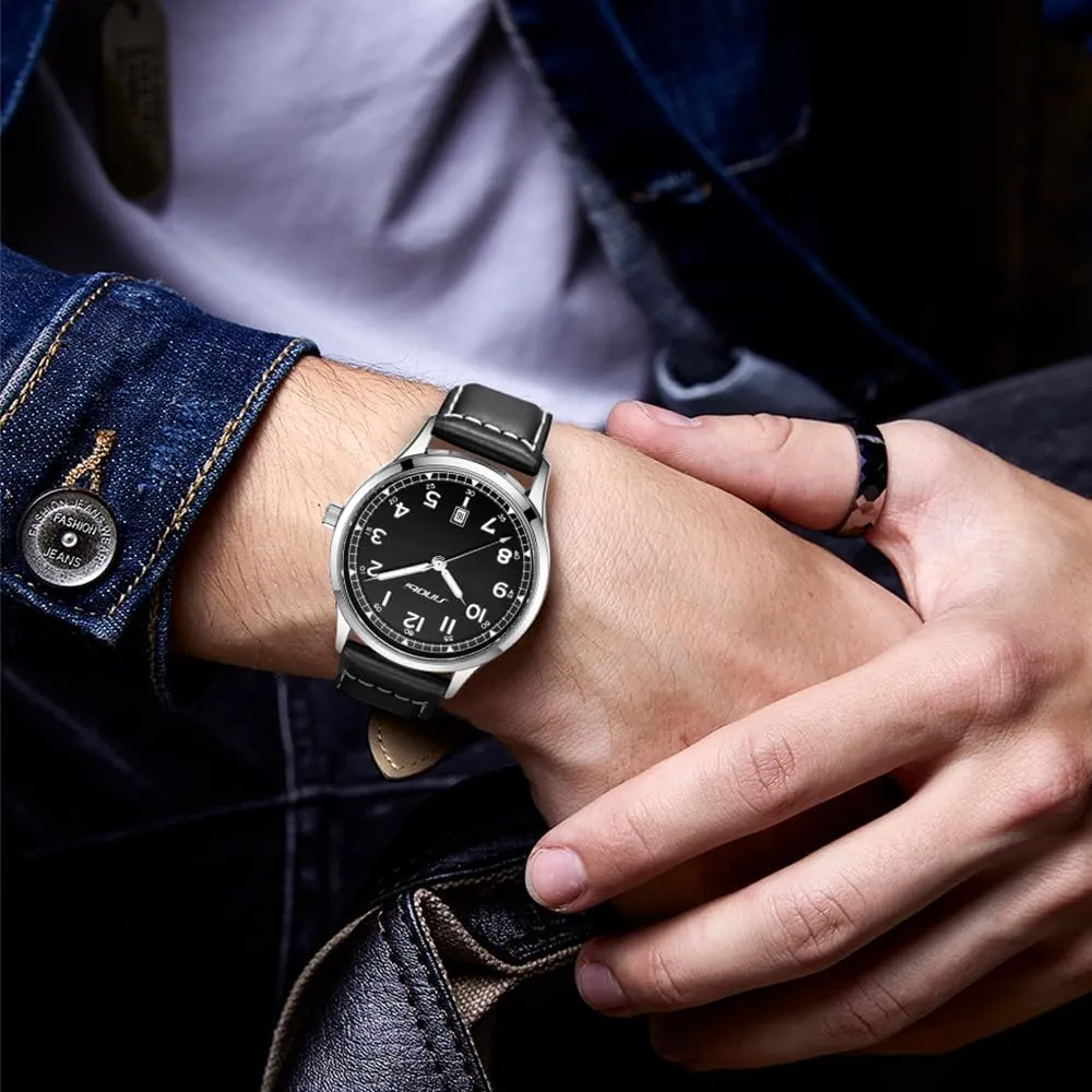 Resistant Luminous Easy Read gibe proficient perspective overnight Time Arabic Numerals Men Dress Watch Classic Watches for Men with Calendar Water 