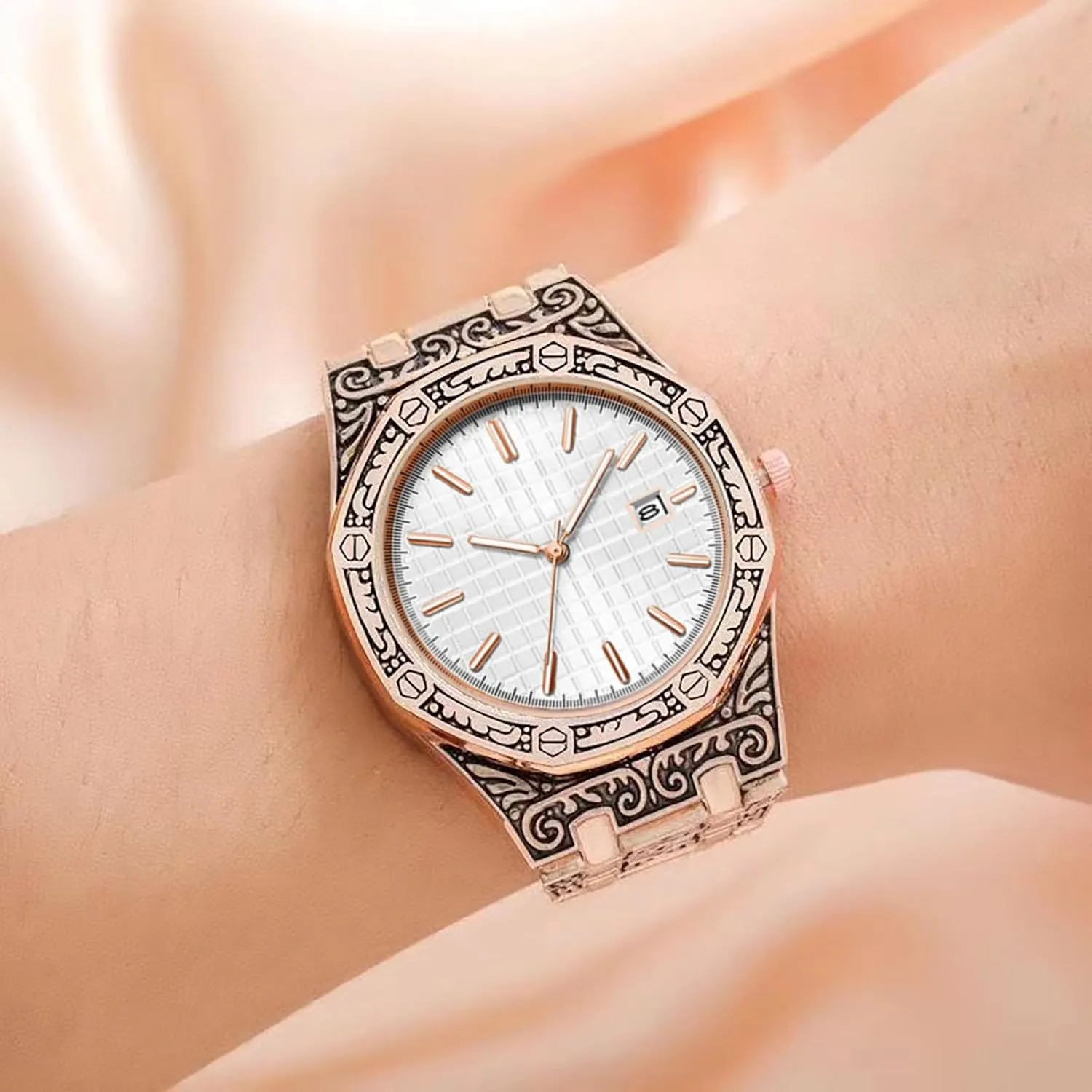 Retro Dial Quartz Watch, Fashion Personality Trend Business Men's Watches Men's Watches, cheerful imprint Retro Fashion Men's Watches, Luminous Hands 