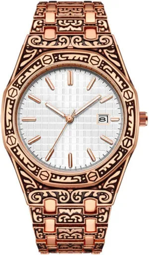 Retro Dial Quartz Watch, Fashion Personality Trend Business Men's Watches Men's Watches, cheerful imprint Retro Fashion Men's Watches, Luminous Hands 