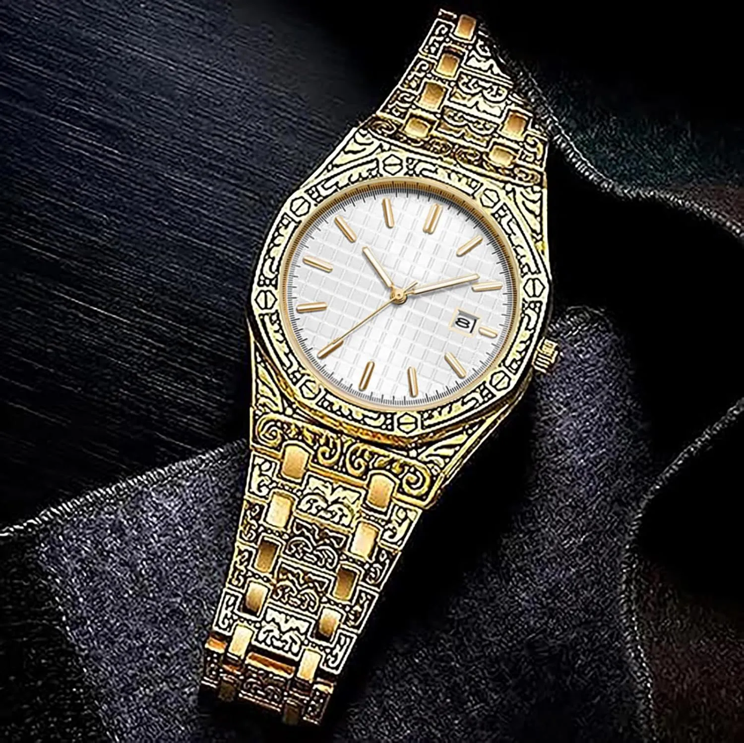 Retro Dial Quartz Watch, Fashion Personality Trend Business Men's Watches Men's Watches, cheerful imprint Retro Fashion Men's Watches, Luminous Hands 