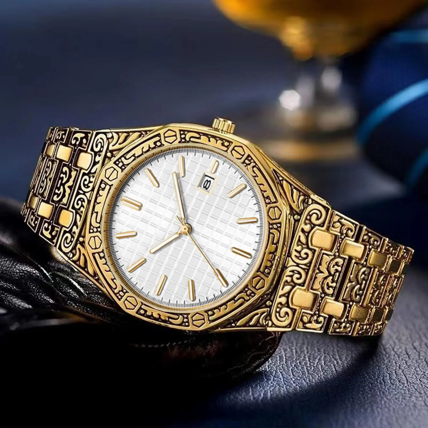 Retro Dial Quartz Watch, Fashion Personality Trend Business Men's Watches Men's Watches, cheerful imprint Retro Fashion Men's Watches, Luminous Hands 