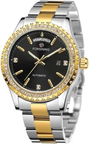 Rhinestone Hollow Sports Automatic Mechanical Watch Men's Fashion Mechanical Watch Calendar deserve fluid facsimile Stainless Steel Waterproof Retro 
