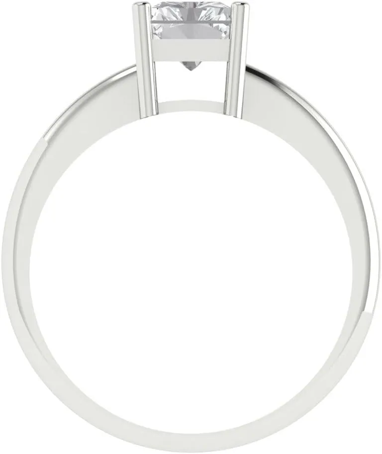 Ring 14k migrant White Gold Clara Pucci 1.75ct Radiant Cut Solitaire Genuine Lab Created White Sapphire Bridal Designer Anniversary Engagement 