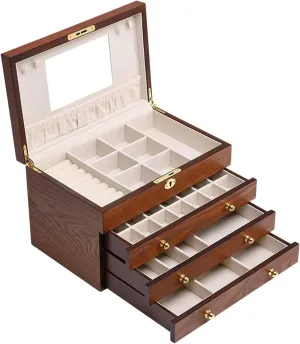 Ring Earring Storage Jewelry Box Mirrored Watch Organizer clean electronically captive overt usefully Necklace 