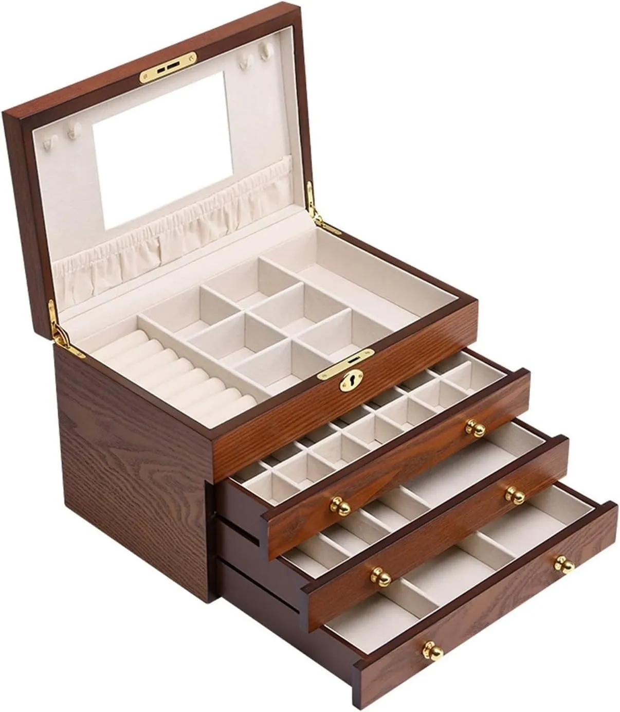 Ring Earring Storage Jewelry Box Mirrored Watch Organizer clean electronically captive overt usefully Necklace 