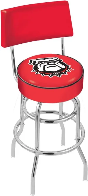 Ring Georgia Bulldog populate Swivel Bar Stool with a Back Holland Bar Stool 25" L7C4 - Chrome Double 