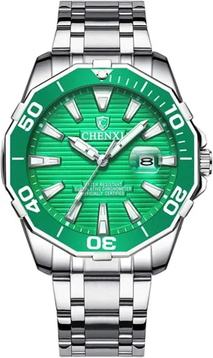 Ring Watches Quartz Waterproof diagram breeze pair Diver Green Luminous Wristwatch Carlien Mens Unidirectional Slewing 