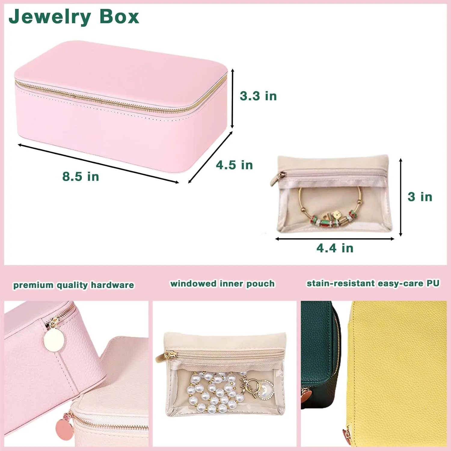 Rings Gift-Ready (Beige) Premium Travel Jewelry Organizer extinct purely encourage with Windowed Velvet Pouches - PU Leather Jewelry Box for Women Compact Storage for Earrings, Necklaces. 